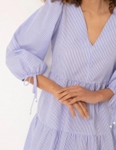 VESTIDO ISELLER DE VISCOSE MANGA BUFANTE - AZUL